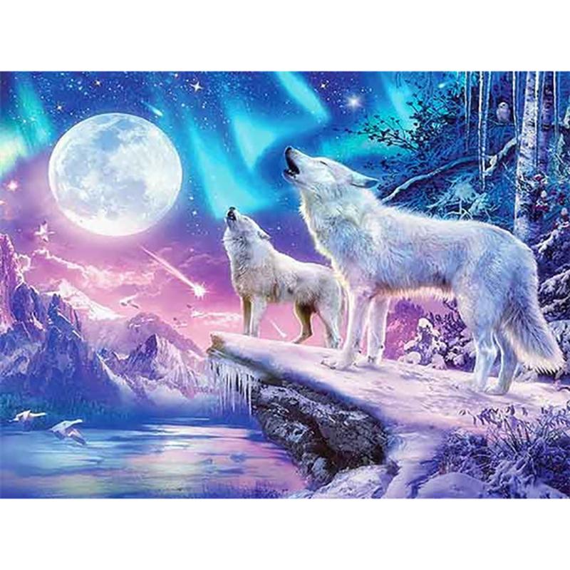 5D DIY алмазная живопись наборы для вышивки крестом Волк Снег Алмазная вышивка животное полная круглая мозаика из смолы домашний декор подарок ручной работы