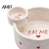 Kitchen Gadgets for Sides French Fries Bowl with Sauce Dipping Compartment, Heat Resistant Ceramic Snack Heart Pattern Print Serving Dish Server,