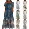 Women's Casual Dresses Printed Dresses Summer Dresses Printed Pleated Round Neck Midi Dresses Basic Classic Outdoor Daily Short Sleeve Loose Dresses