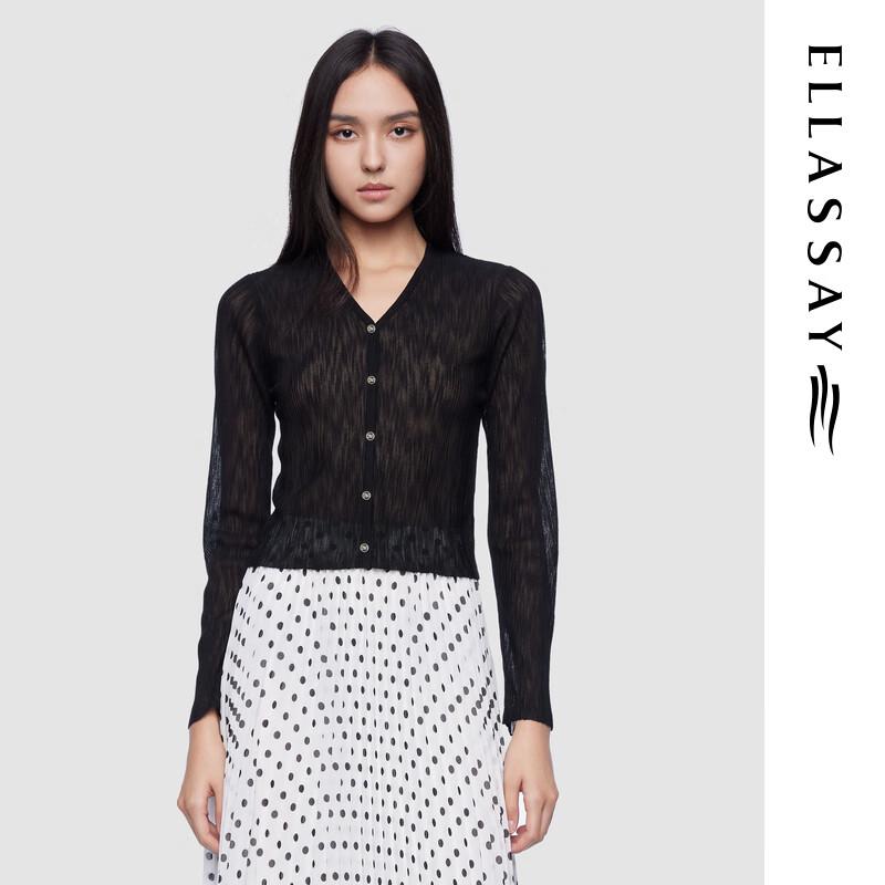 ELLASSAY Women's 2025 Spring V-Neck Short Knit Cardigan
