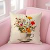 Наволочка Подушка Чашка с Цветами Мягкая Плюшевая Ткань Двусторонняя Печать Декоративная Для Дома Гостиная Подарок Наволочка
