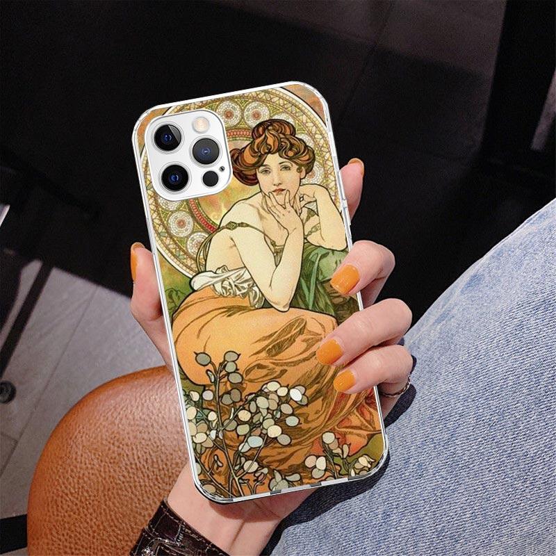 Альфонс Муха Весна Чехол для iPhone 17 Air 16 16E 11 12 13 Mini 14 Plus 15 Pro Max 7 8 + SE 2020 Чехол для телефона Coque 17 A
