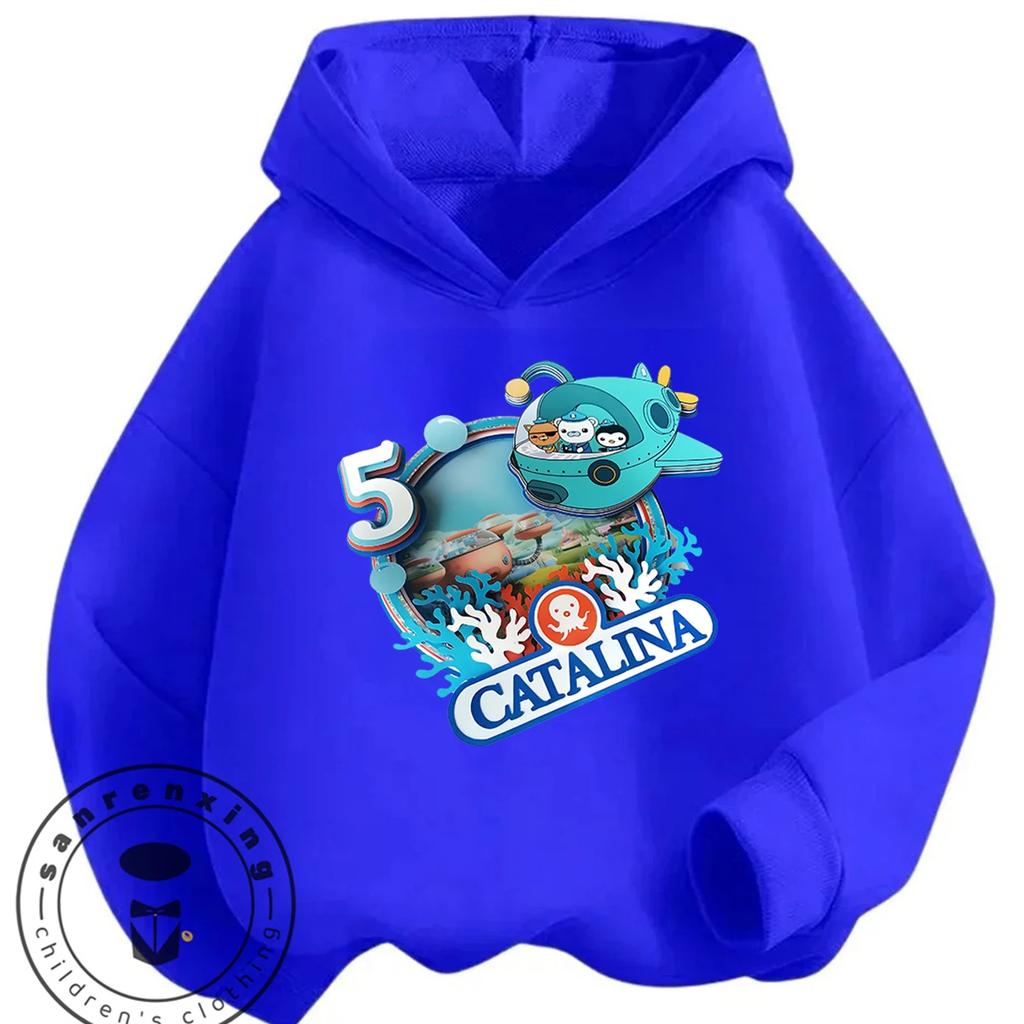 Ежедневная толстовка Octonauts Модный мультяшный принт Теплая одежда для улицы Дети от 3 до 14 лет Всесезонные наряды