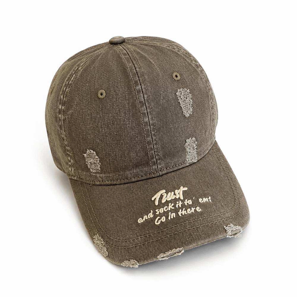 Embroidery Baseball Cap Distressed Peaked Cap Trendy HipHop Cap Sport Wear