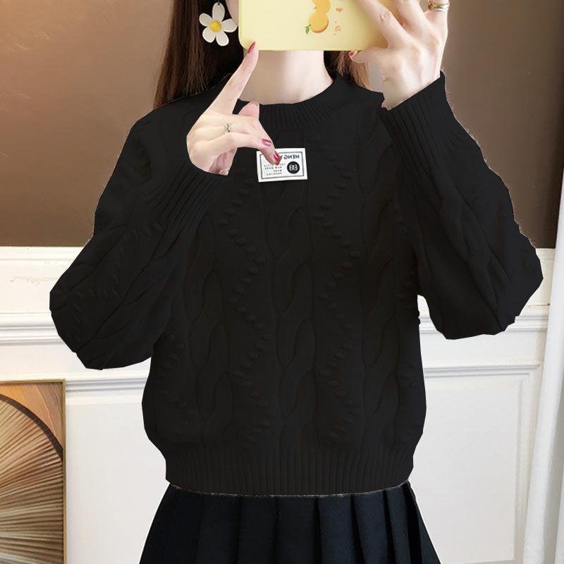 Женский свитер с круглым вырезом, теплый свитер крупной вязки на осень и зиму, свободный пуловер толстой вязки