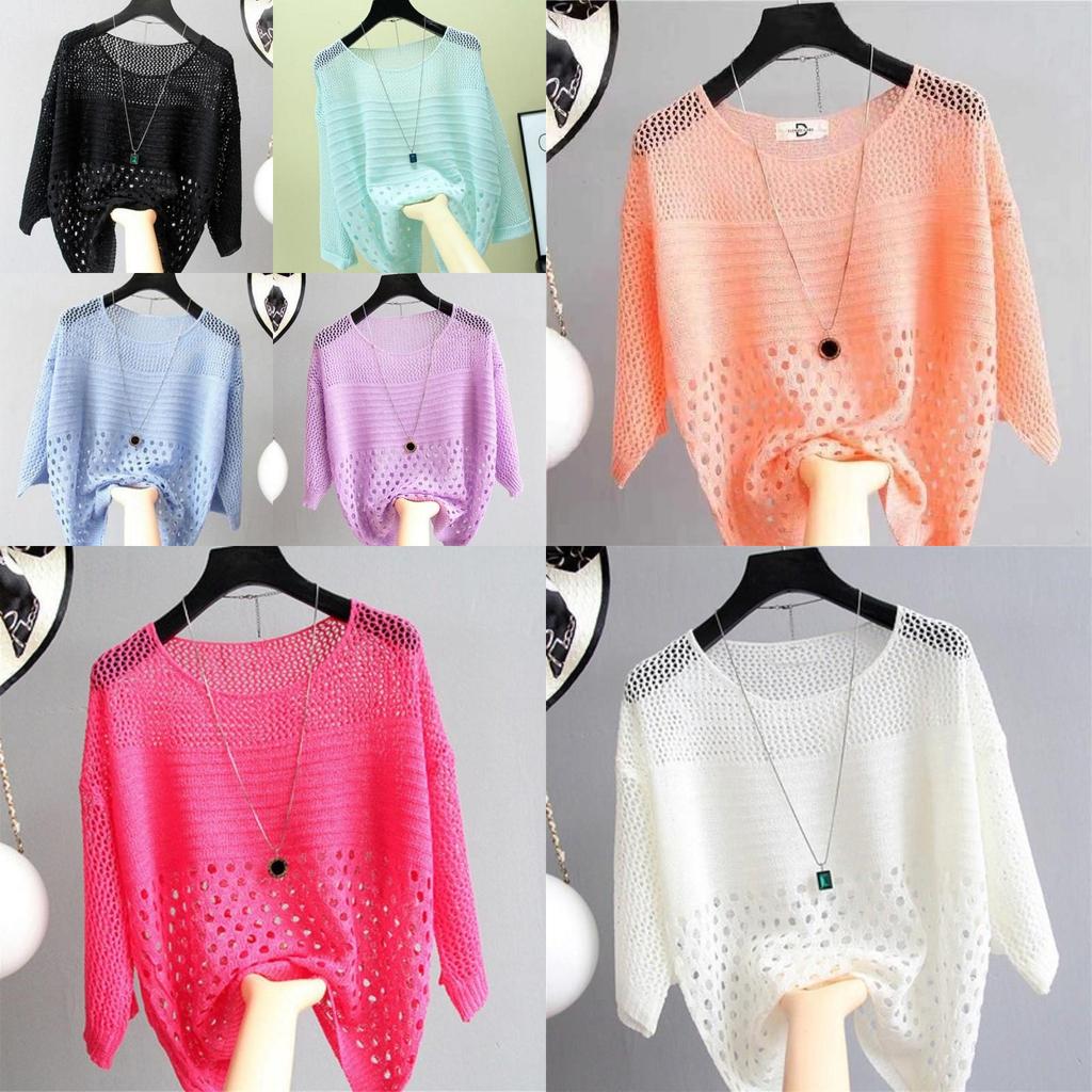 Summer Knit Sweater With Hollow Out Design For Casual Womens Wear