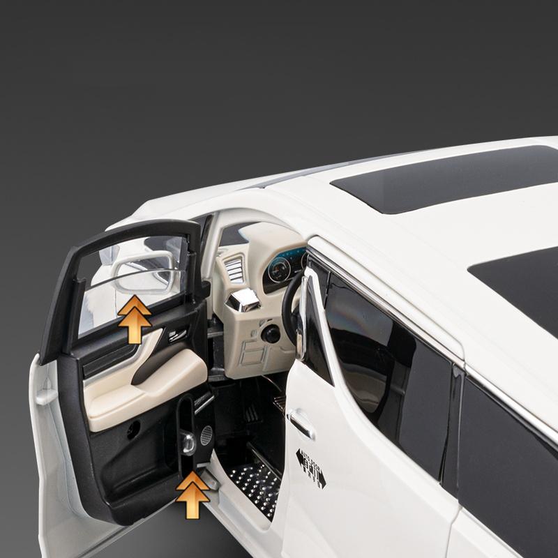 1:18 Lexus LM300 Electric Door MPV Alloy Car Model Sound And Light Pull Back Children's Toy Collectibles Birthday Gift Boyfriend