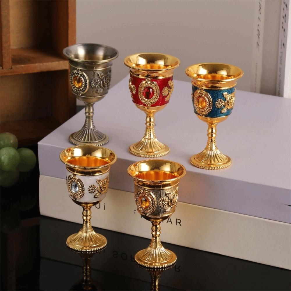 Zinc Zinc Zinc Alloy Medieval Rose Embossed Goblet Vintage Liquor Cup Luxurious Spirits Cup Bar