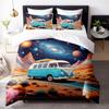 Digital 3D Printing Three-Piece Cartoon Planet Bus Bedding Quilt Cover Pillowcase Home Textiles
