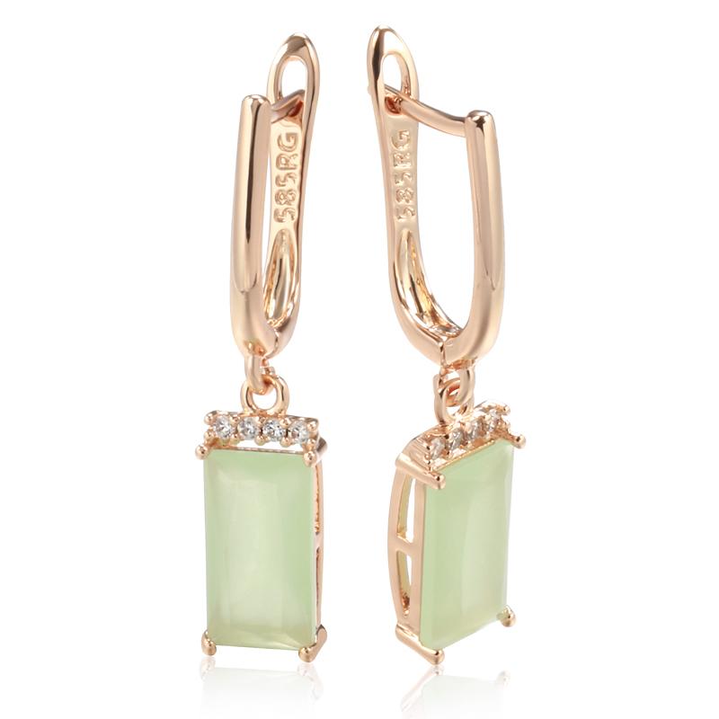 Элегантные квадратные геометрические висячие серьги с туманным зеленым цирконом, роскошные женские украшения