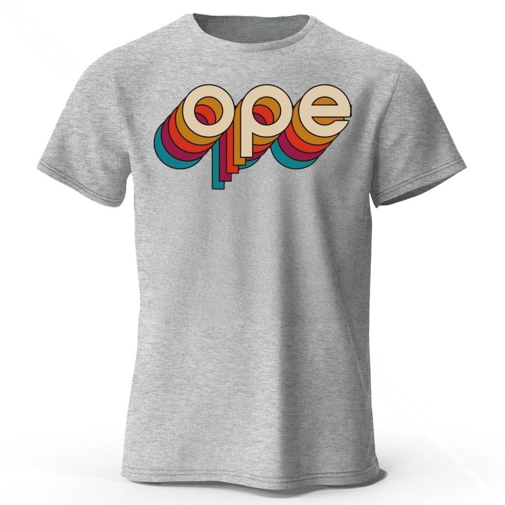 Retro Rainbow Gradient ope Letter Print Mens Pure Cotton Short Sleeved Comfortable Fashionable Soft Loose Sports Tshirt Top