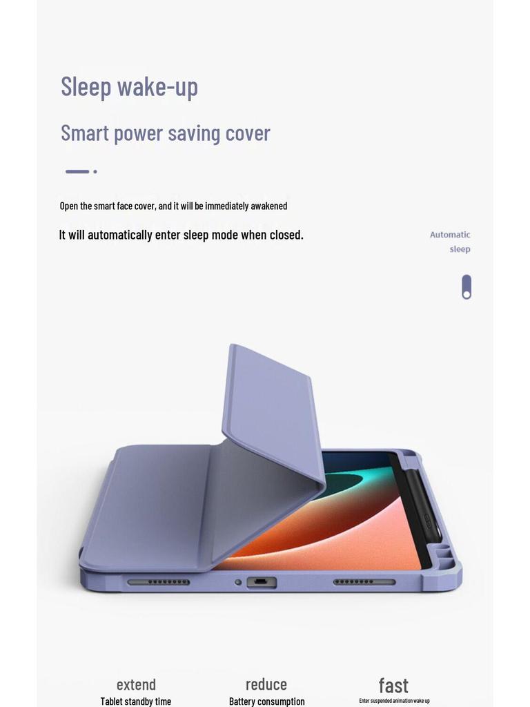 Защитный чехол для Xiaomi Pad 5/6/7 Pro 2023 с держателем для стилуса и прозрачным трехскладным дизайном