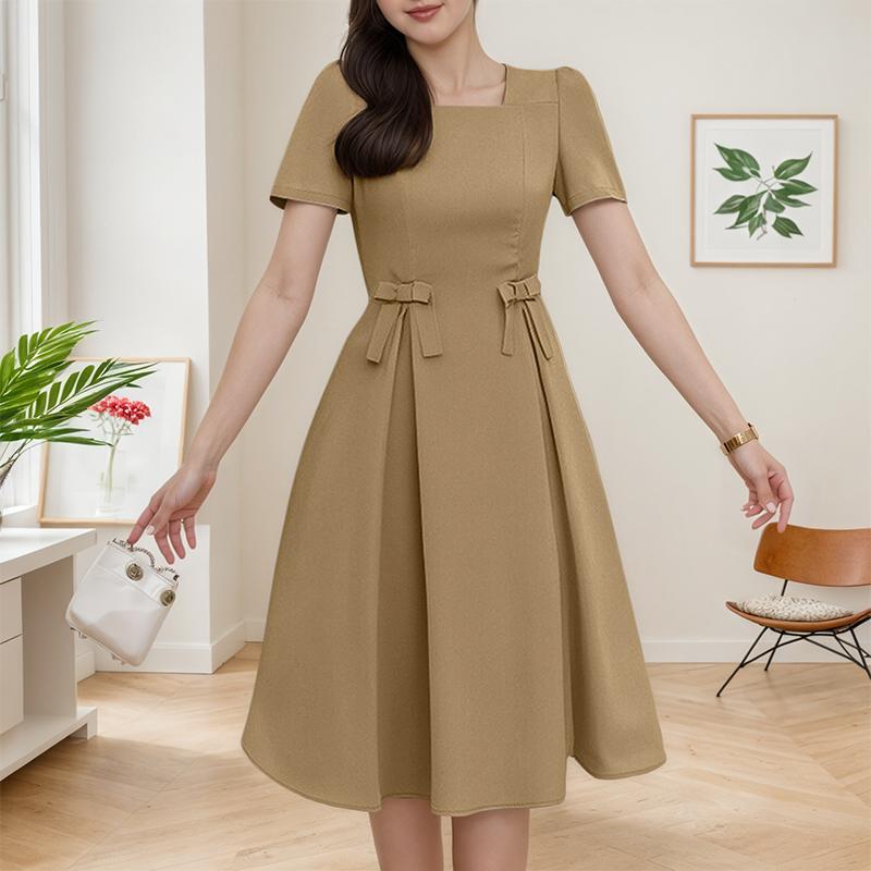 ZANZEA Женское повседневное летнее платье А-силуэта с квадратным вырезом и короткими рукавами