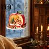 Durable PVC Seasonal Home Decor Christmas Static Window Clings, Apple House Santa Claus Stickers, Waterproof Creative Holiday Scene Wall Clings Glass