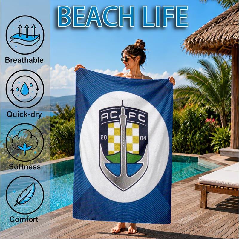 Auck-land Football Club Printed Microfiber Beach Towel, Soft And Absorbent, Quick-Dry, Ideal for Summer Travel, Beach Essential, Swimming Pool