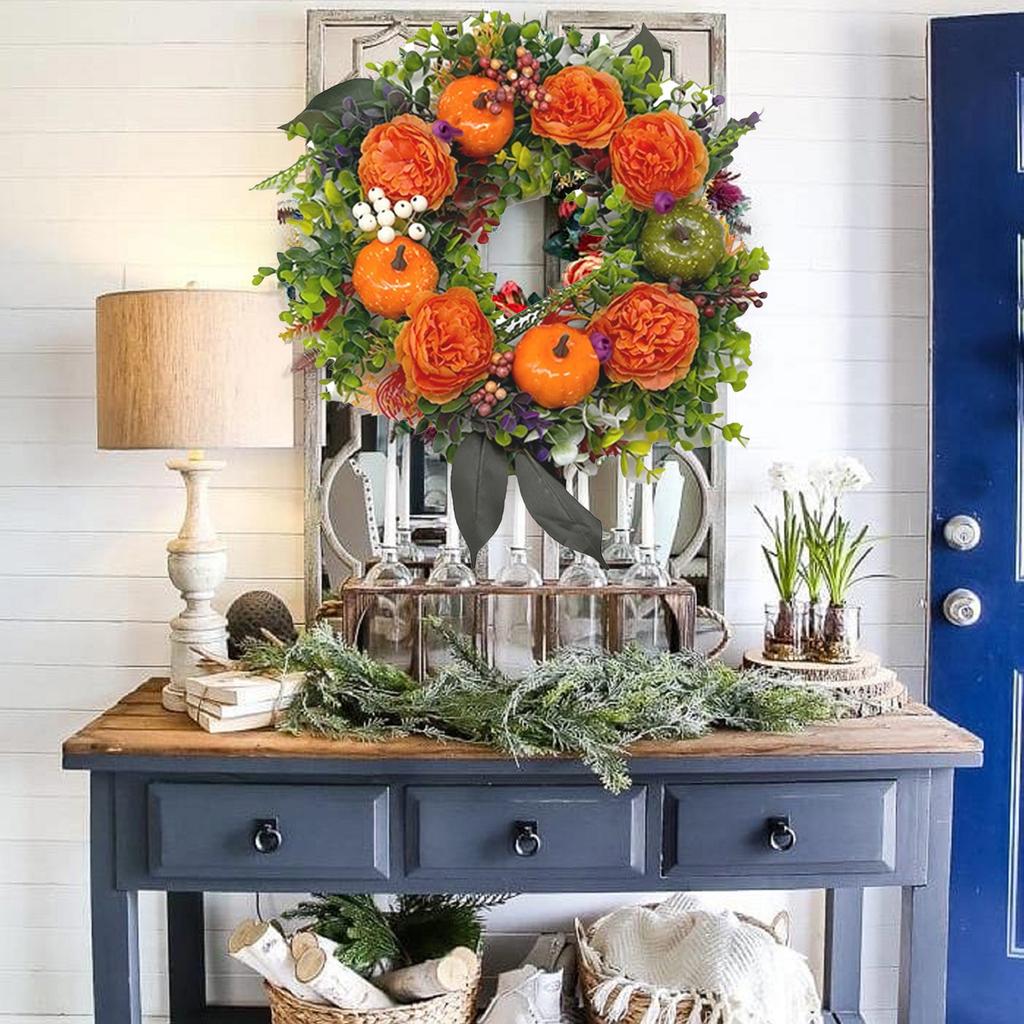 Украшение для подвешивания на дверь на День благодарения Венок, Подходит для крыльца, окна, дома, праздника, подвесное украшение