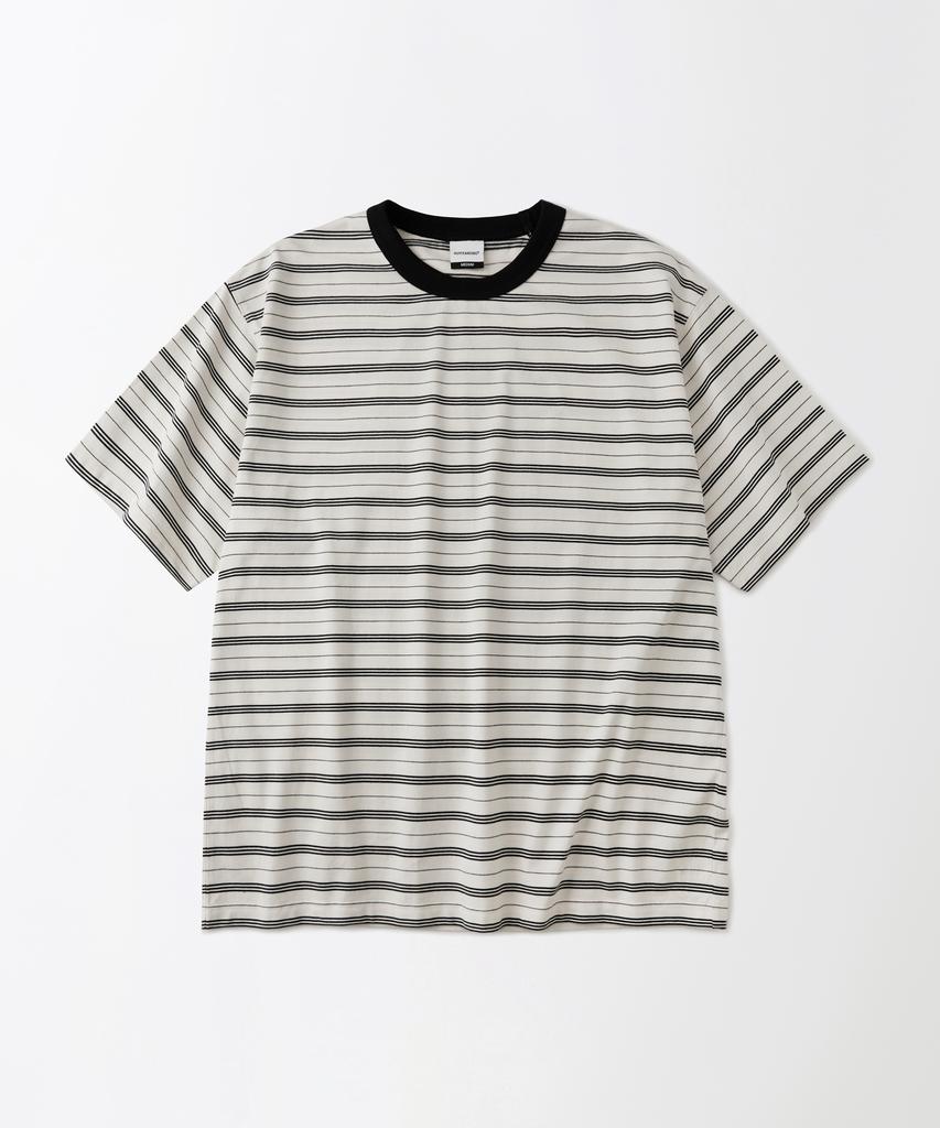 OUTSTANDING Stripe Half Sleeve Tee_Ivory/Black