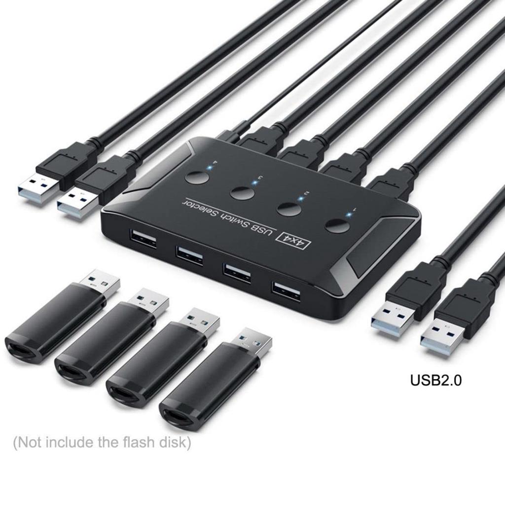 Селектор-переключатель Chenyang USB KVM для совместного использования 4 компьютеров, 4 USB-устройств для клавиатуры, мыши, сканера, принтера 2.0