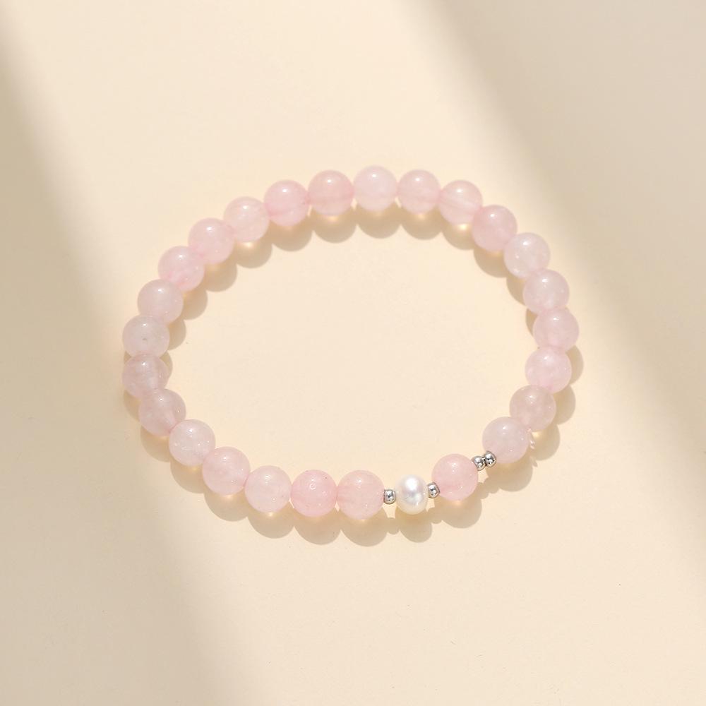 Женский браслет S925: Японский и корейский стиль с барочным жемчугом, розовым кварцем, уникальный дизайн, бижутерия ручной работы из бусин