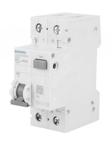 Differential circuit breaker 2P 16A B 0.03A type AC 6kA 5SU1356-0KK16