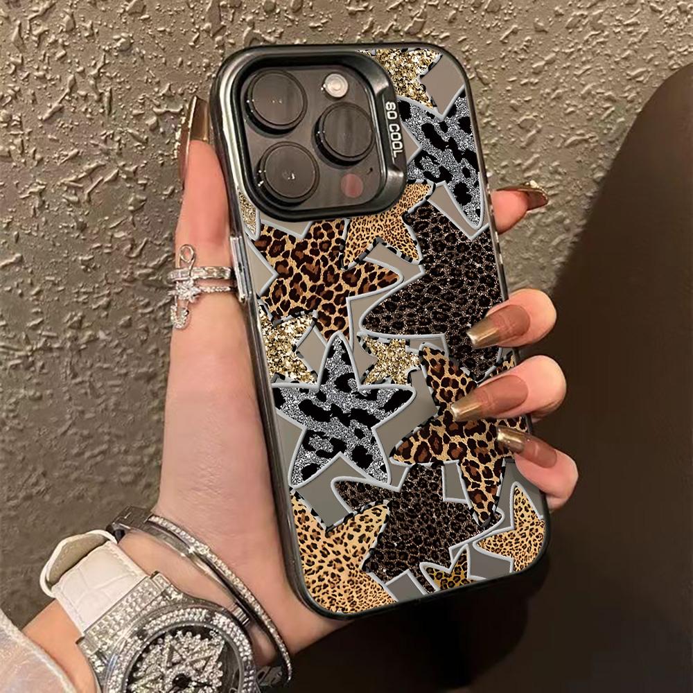 Чехол для телефона с леопардовым принтом для iPhone 16 13 15 14 11 12 17 Pro Max 16 Pro Max Ударопрочный Бампер Броня IMD Чехол Funda Coque Shell