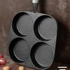 Telssida Cast Iron Four-Hole Egg Pan, Burger Mold, Breakfast Pan, Non-Coated Egg Waffle Pan, Mini Flat Non-Stick Pan
