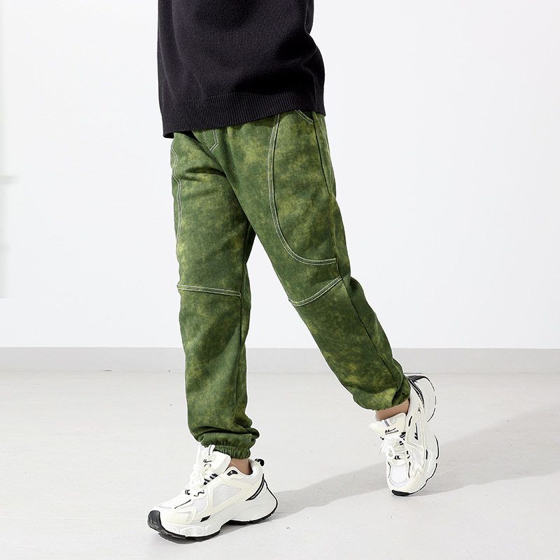 Spring and Autumn Korean Style Children's Casual Long Pants, Big Kids Patchwork Batik Pants, Boys' Camouflage Jogger Sweatpants