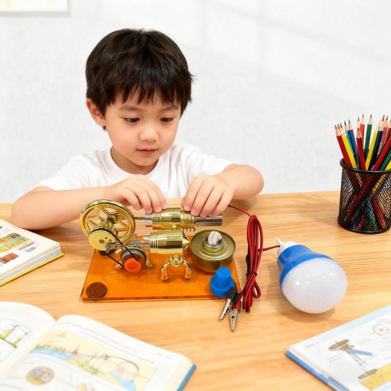 Научная модель парового двигателя Стирлинга. Топливо не требуется. Демонстрирует тепловую механику. Для учеников и учителей.