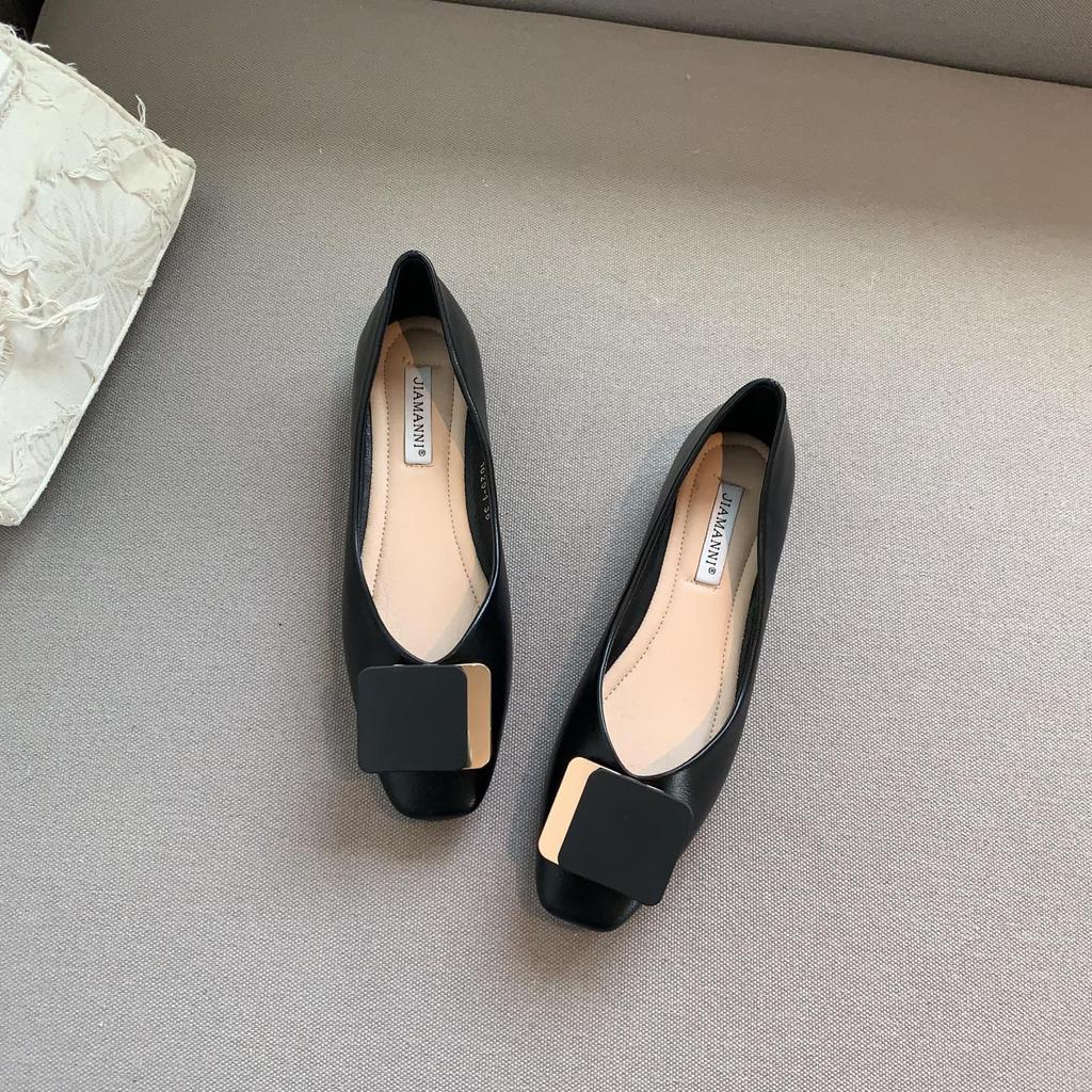 Мода 2024 года, брендовые туфли на плоской подошве с металлической пряжкой, женские балетки с мягкой подошвой, лоферы без застежек, женские повседневные туфли, универсальные мокасины