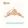 8pcs Carved Wood Appliques for Furniture, French-Style Floral Corner Woodcarvings, Unpainted Solid Wood Decorative Rosettes