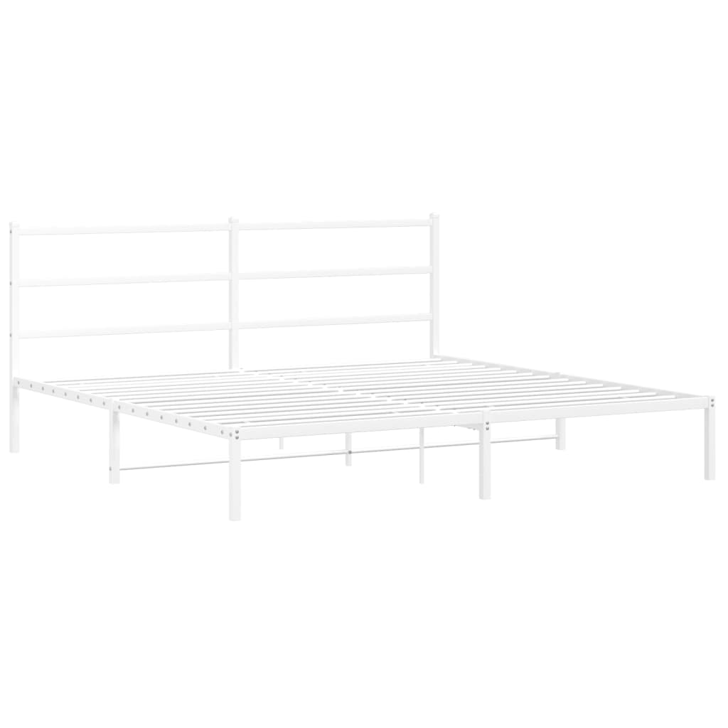 Vidaxl Металлическая Рама Кровати С Изголовьем, Белая, 193X203 См