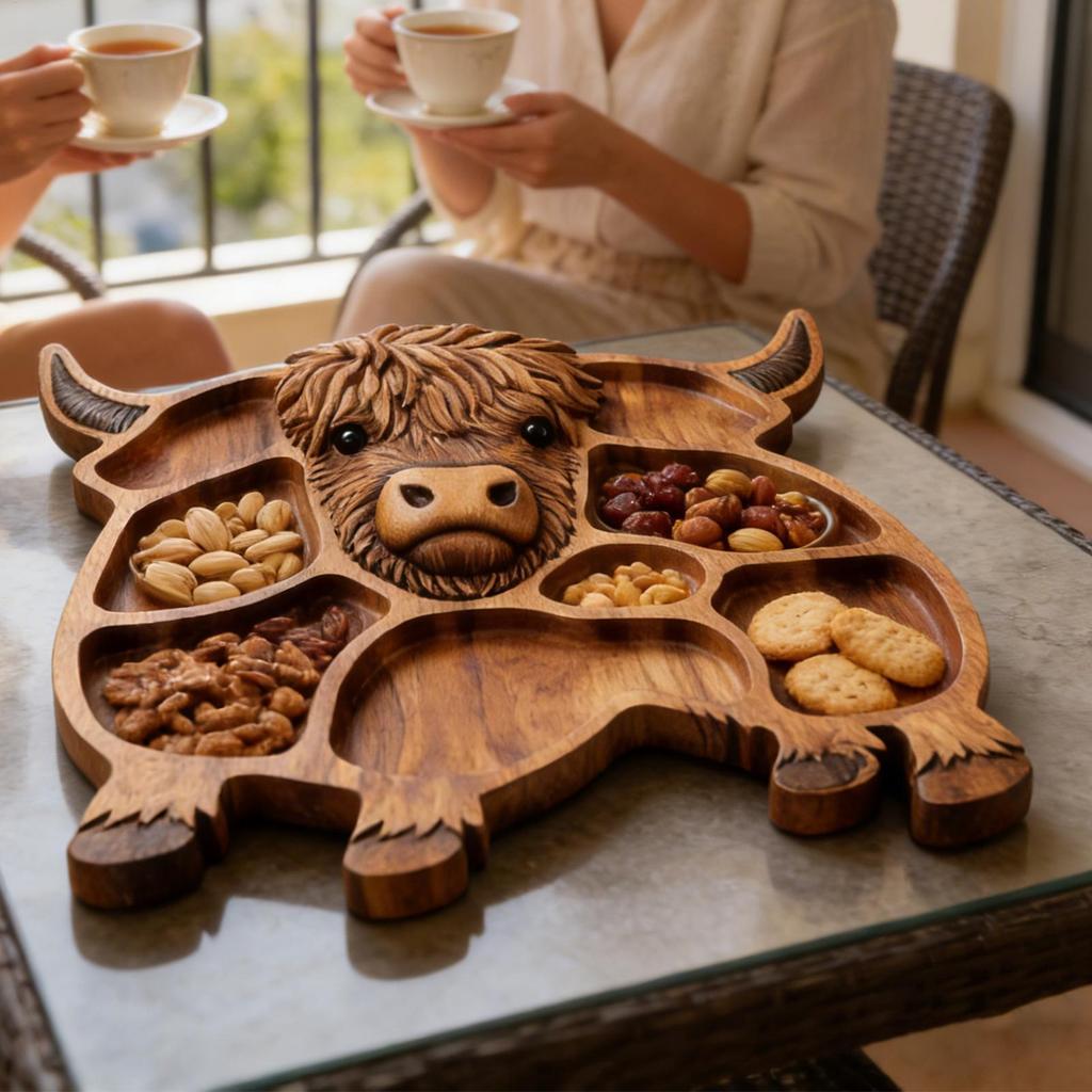 Wooden Cow Charcuterie Board - Cheese & Appetizer Platter for Party, Family Gathering, Holiday Dining - Serving Tray for Snack