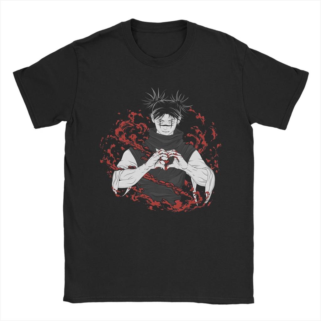 Choso Heart Jujutsu Kaisen Аниме Футболки Мужские хлопковые уникальные футболки Круглый вырез Футболки с коротким рукавом Одежда больших размеров