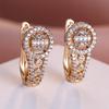 Vintage Cubic Zirconia Hollow Geometric Drop Earrings for Women Luxury Gold Color Party Jewelry Gift