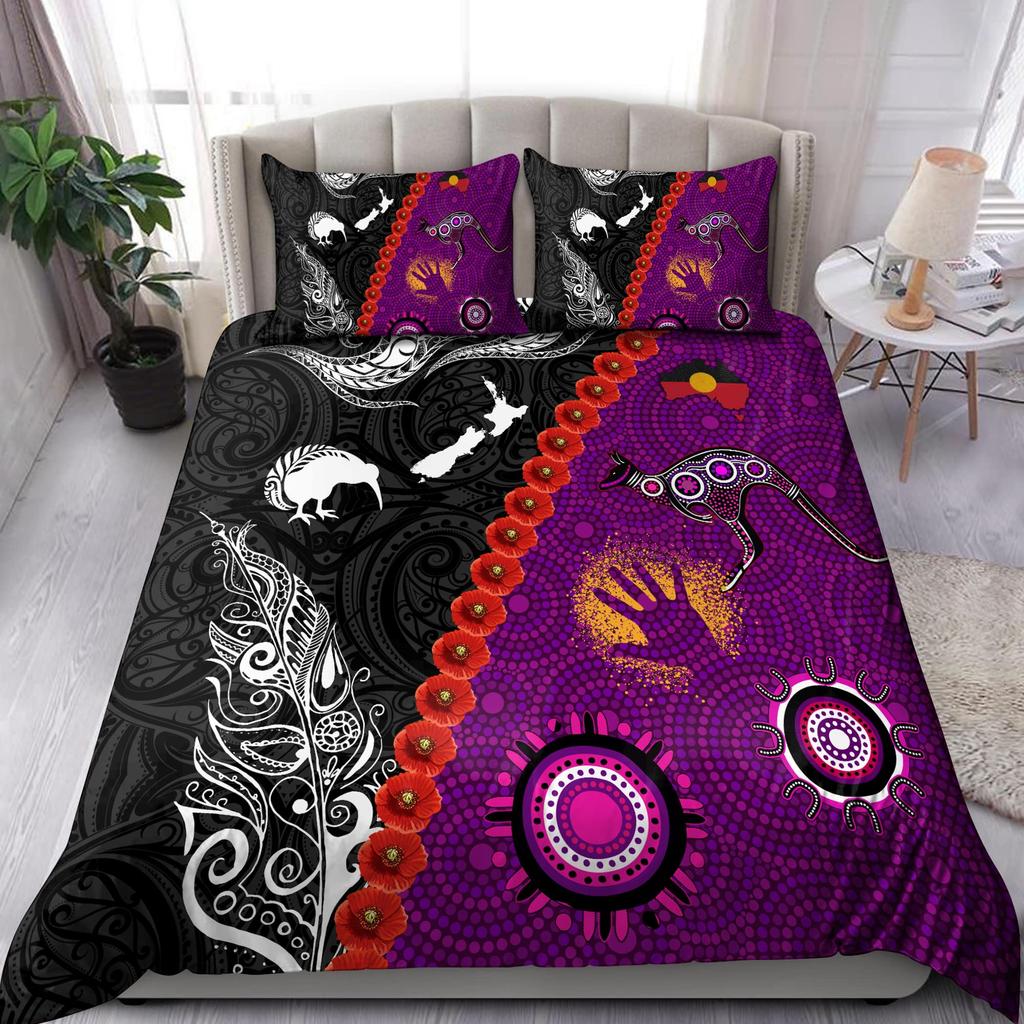 Purple Australian Original Bedding Collection Geometric Pattern Duvet Cover Microfiber Indigenous Style Comforter Cover Twin King Size