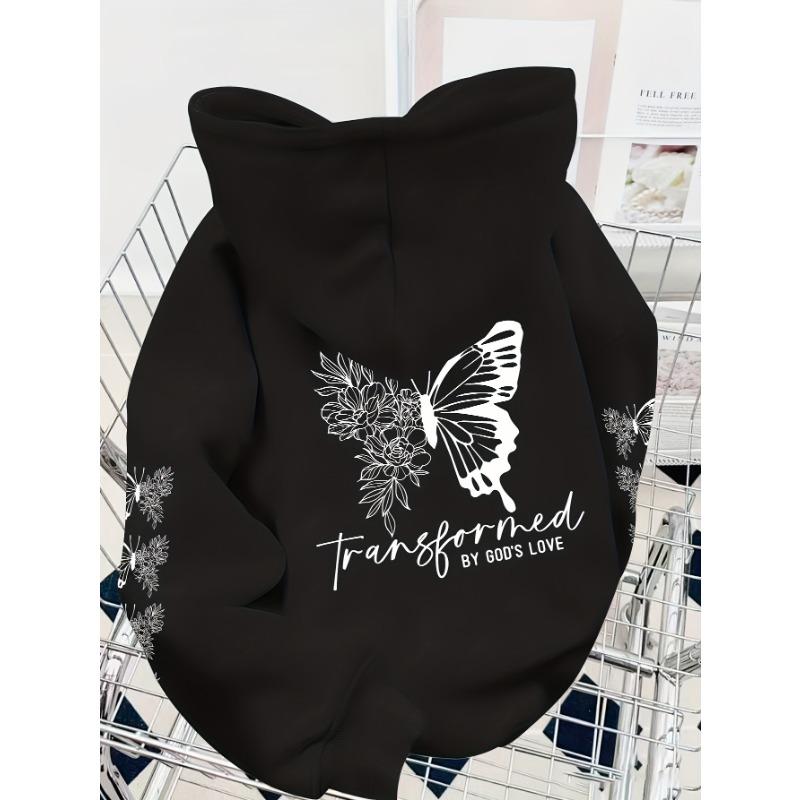 Women's Hooded Sweatshirt. A Loose Outer Jacket, Suitable for Autumn and Winter Seasons. Featuring Butterfly Series Print.