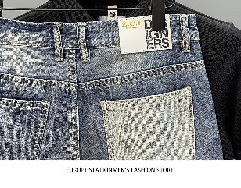 Men's Trendy Casual Denim Shorts - Versatile Summer Fashion with Loose Fit and Distressed Details