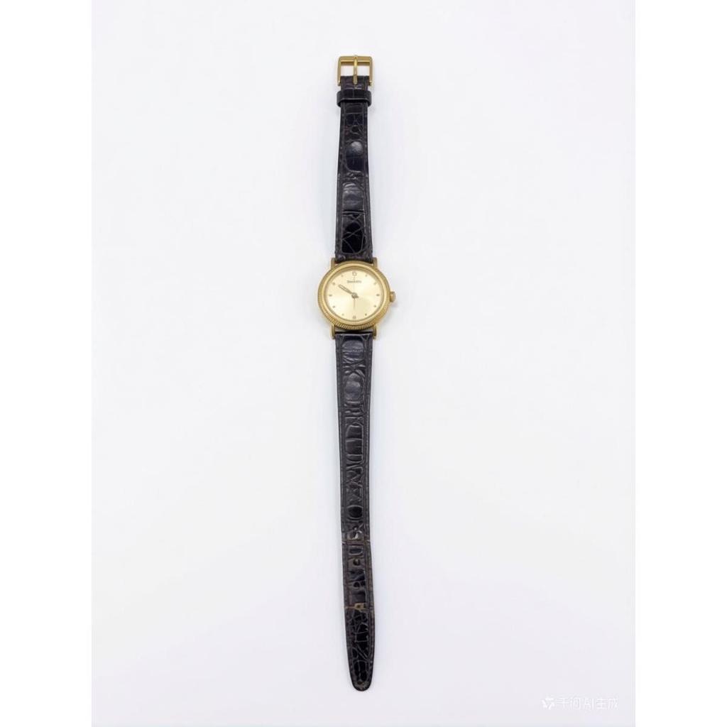 Использованные Сегодня только RADO Rado Винтажные Женские Часы Золотой Циферблат Черный Кожаный Ремешок Рабочий Предмет (Батарея заменена) Видео — это ИИ