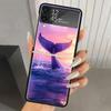 Китовый Горбатый Морской Гигант Жесткий ПК Чехол для Телефона Для Samsung Galaxy Z Flip 7 6 5 4 3 Черный ZFlip7 ZFlip6 Flip5 Flip4 Flip3 5G Печать C