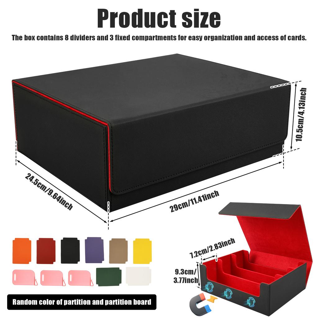 Коробка для хранения карт в 3 ряда, чехол для колоды карт, вмещает более 1800 карт в одинарных протекторах, магнитная застежка, органайзер для карточек ТКИ из ПУ кожи