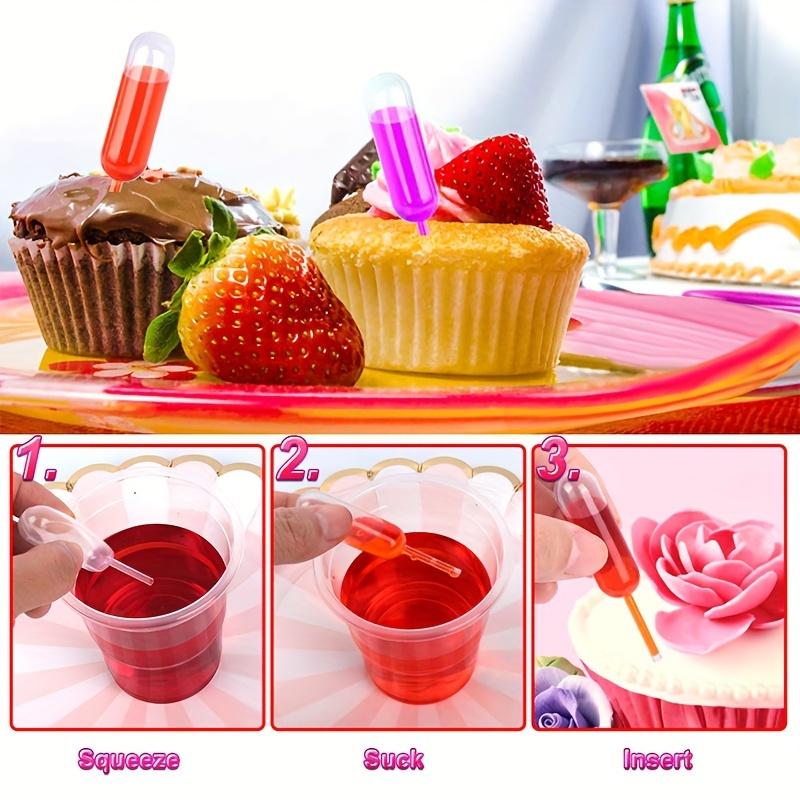 200pcs Strawberry Straw, Liquid Syringe Plastic Straw, Squeeze Dropper Disposable 4ml Flavor Syringe, for Chocolate Strawberry Ice Cream Mini Cake