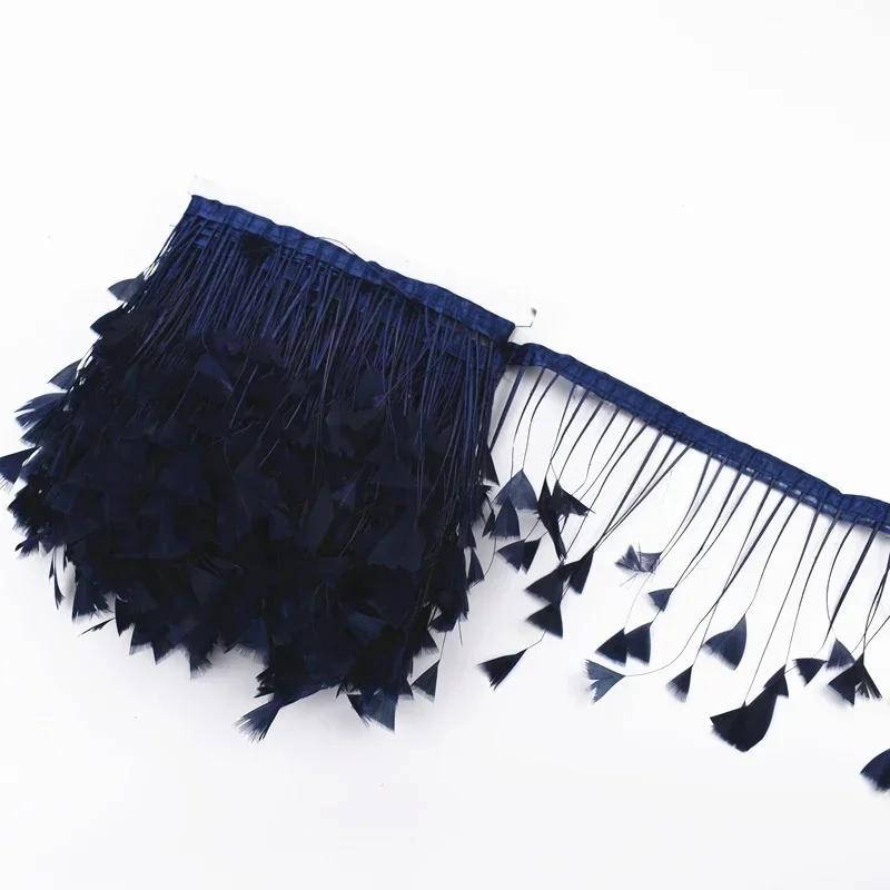 2Meters Colored Turkey Feathers On Tape Tassel Fringe Trim Decoration White Black Ribbon Sewing Dress Flecos Handicrafts Decor