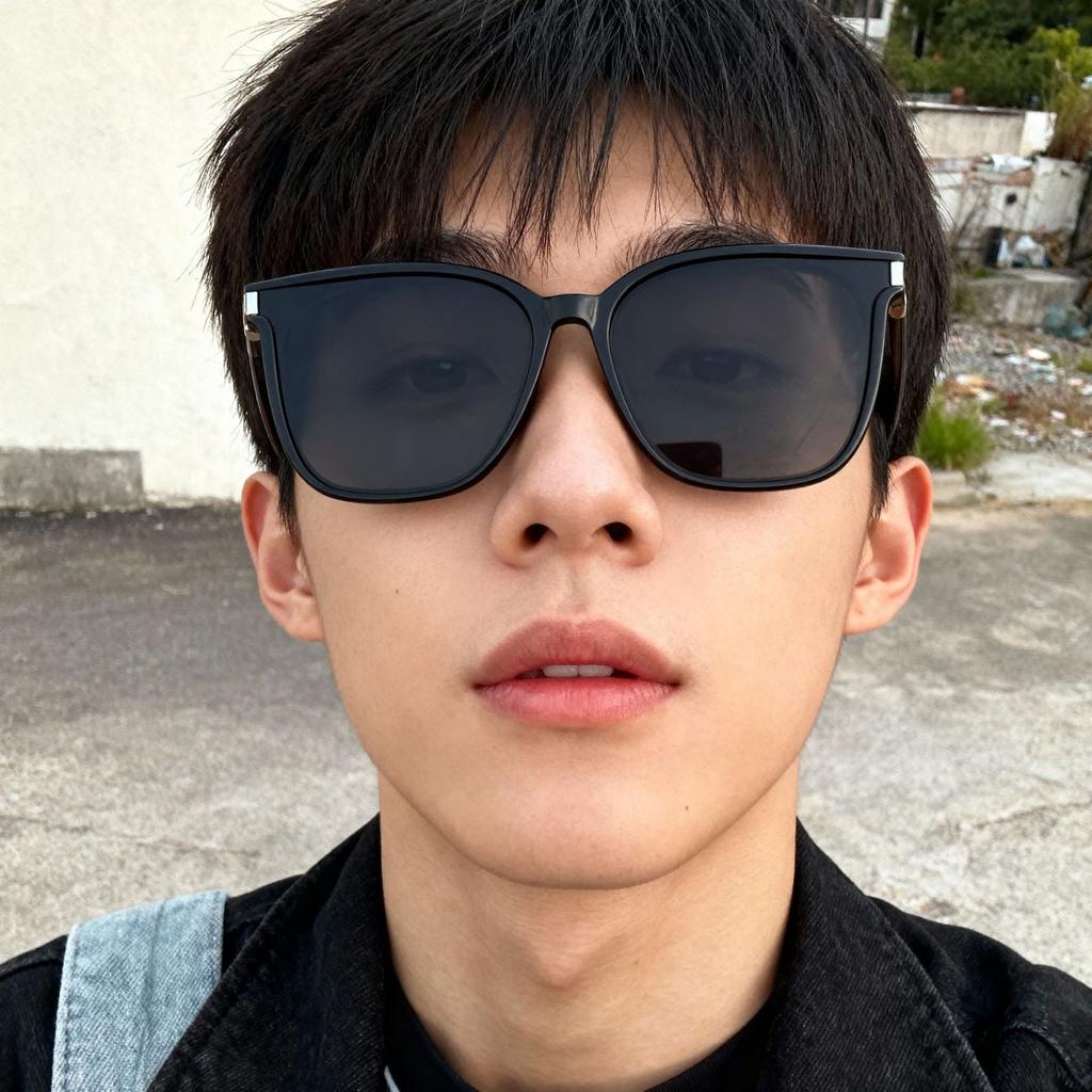 Trendy large frame square TR sunglasses, high-end and thin street shot UV-proof sunglasses for men and women