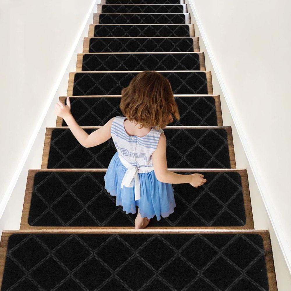 TPR Stair Treads Carpets 76x20cm Brushed Embossed Carpet Indoor Stepping Mat for Kids Elder