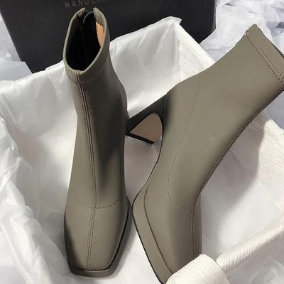 Женские остроносые ботинки челси на среднем каблуке, массивная обувь, зимняя мода 2024 года, новые туфли для ходьбы, сексуальные трендовые женские туфли