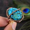 Copper Blue Turquoise Copper Wire Wrap Jewelry Ring Size 7 T3A16