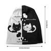 Черно-белая шапка-бини с рисунком кота, унисекс, зимняя теплая шапка, Homme, вязаные шапки, уличные уличные шапки с черепами, шапки