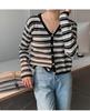 Plus Size Women's Retro Striped Knit Cardigan Loose Fit Sweater