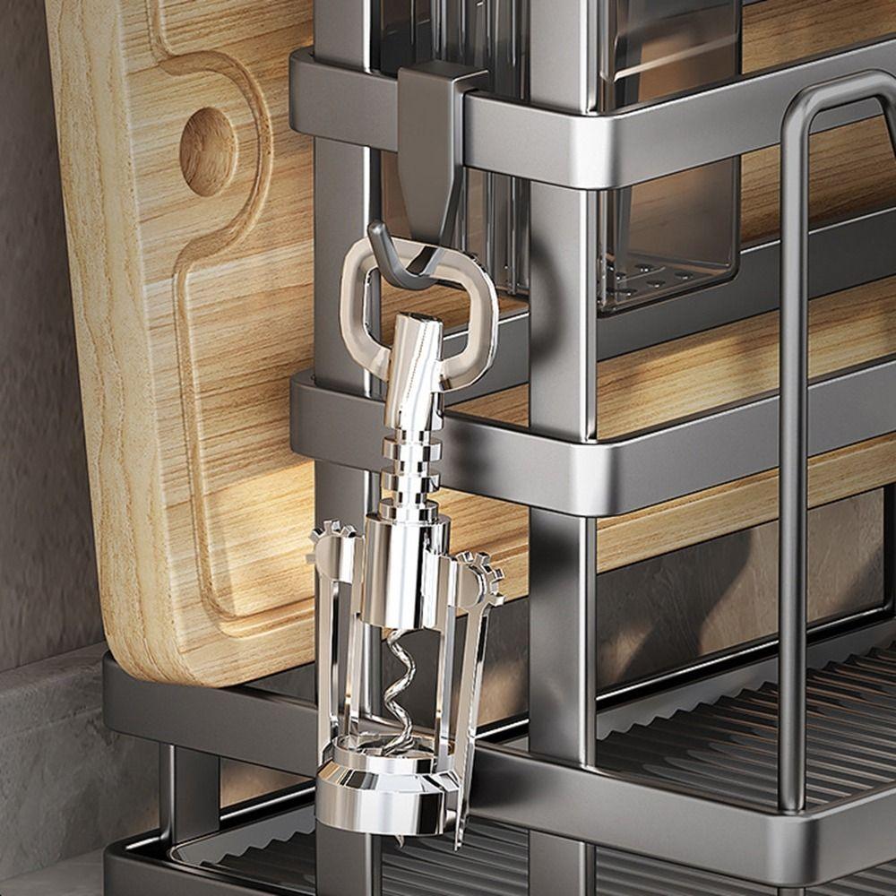 Large Capacity Utensil Drying Rack Carbon Steel Pot Lid Stand Cutting Board Holder for Kitchen