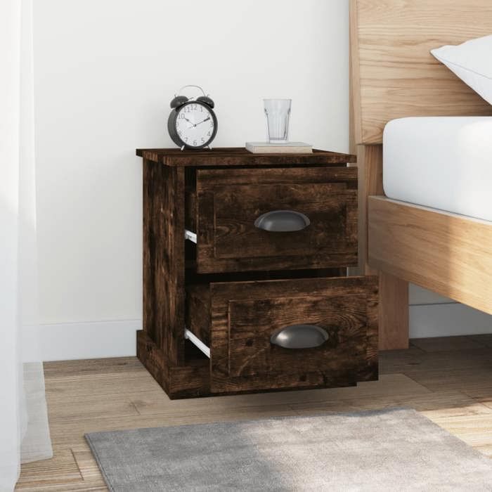 Tables de chevet - Maison Exclusive - Chêne fumé - 2 tiroirs - Bois d'ingénierie